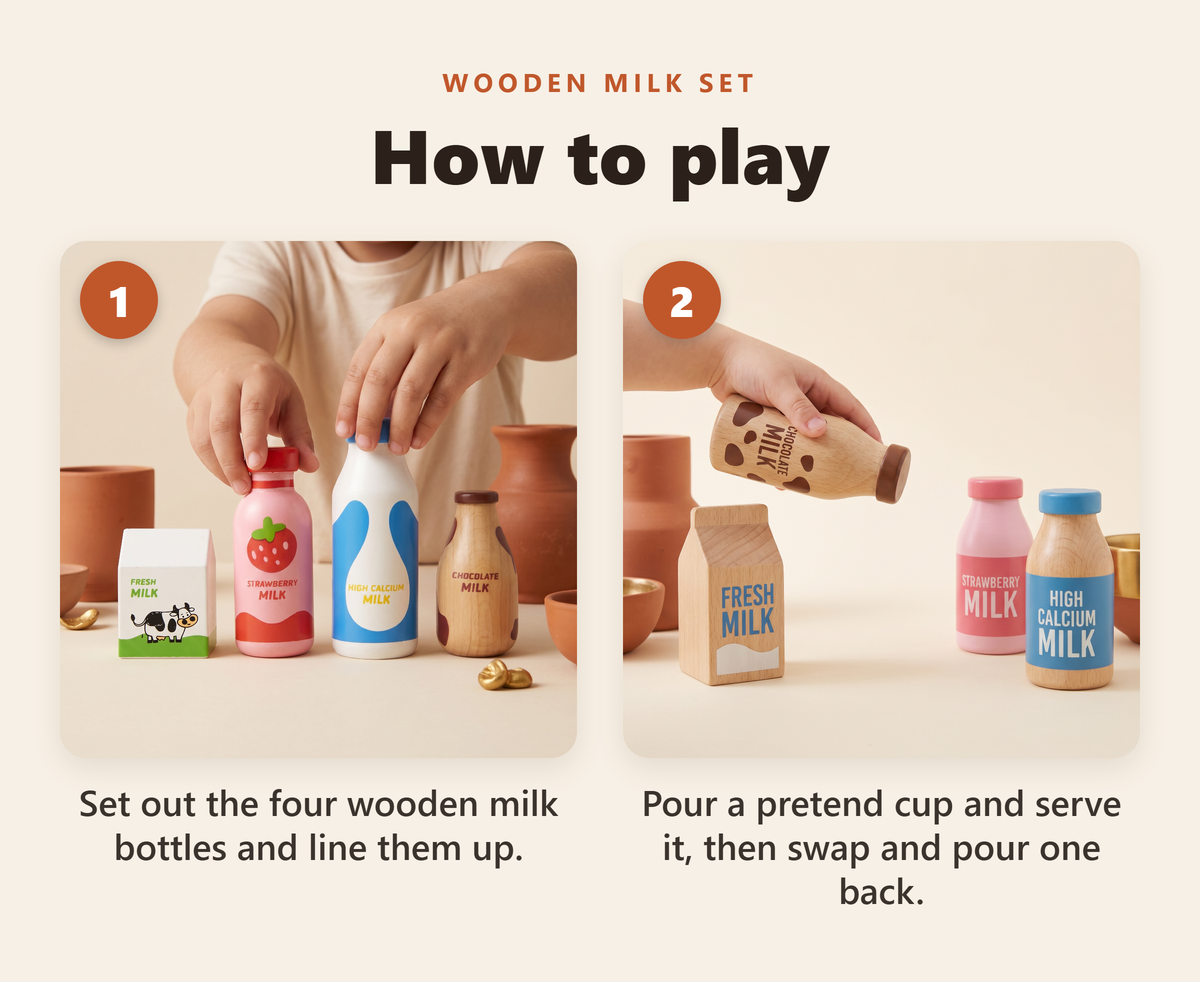Wooden Milk Bottle Set - howto