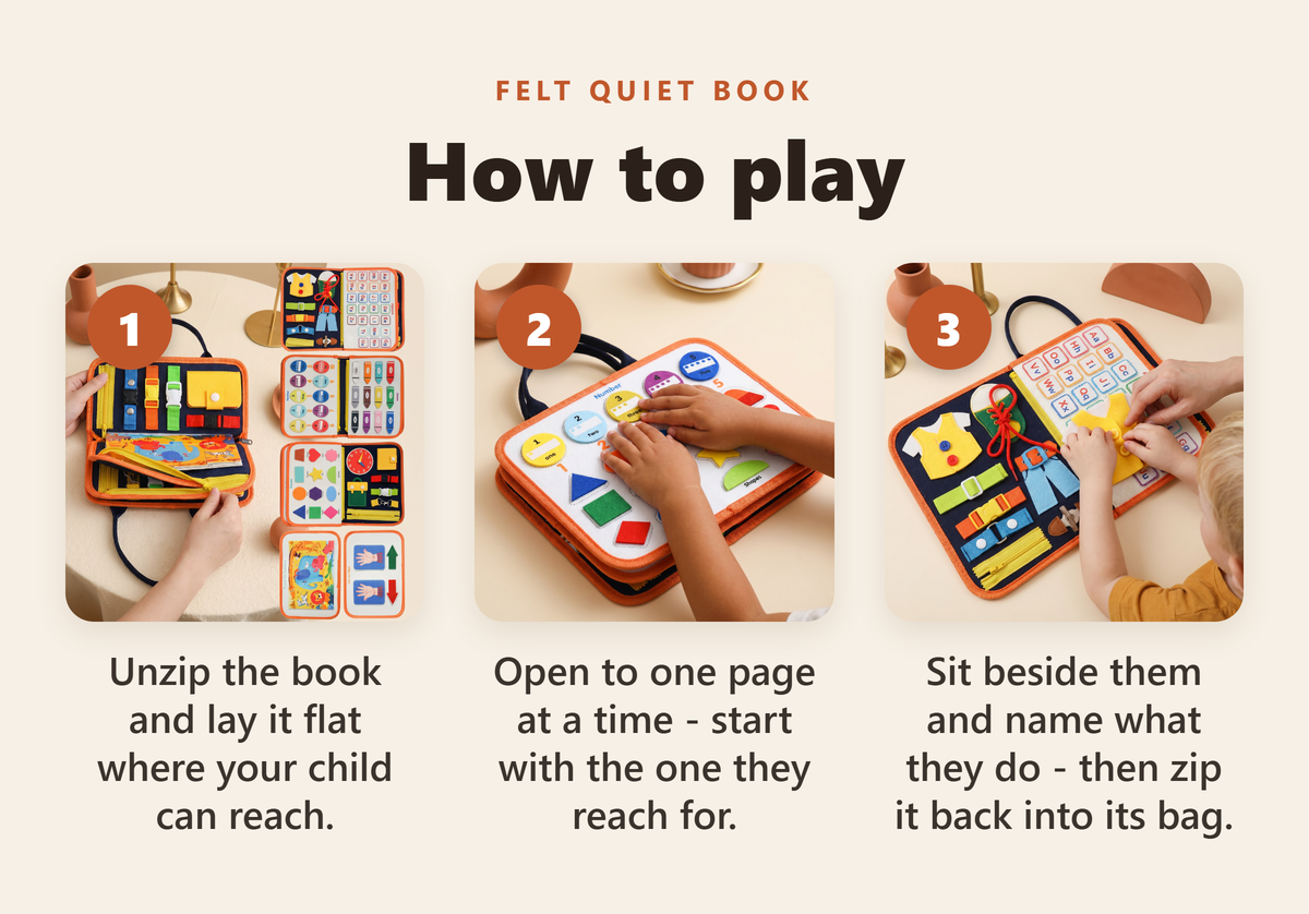 Montessori Felt Quiet Book - 7-in-1 - howto