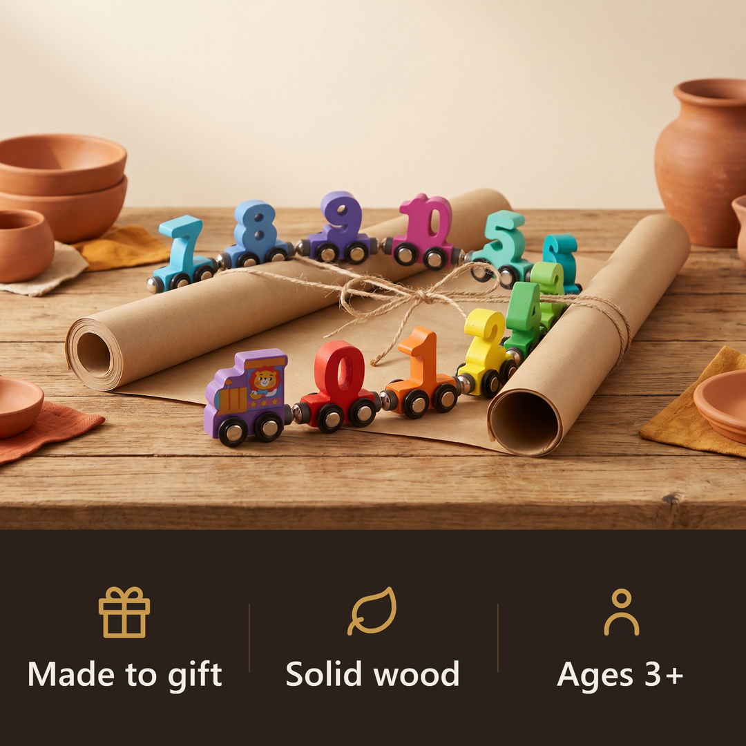 Wooden Magnetic Number Train - gift