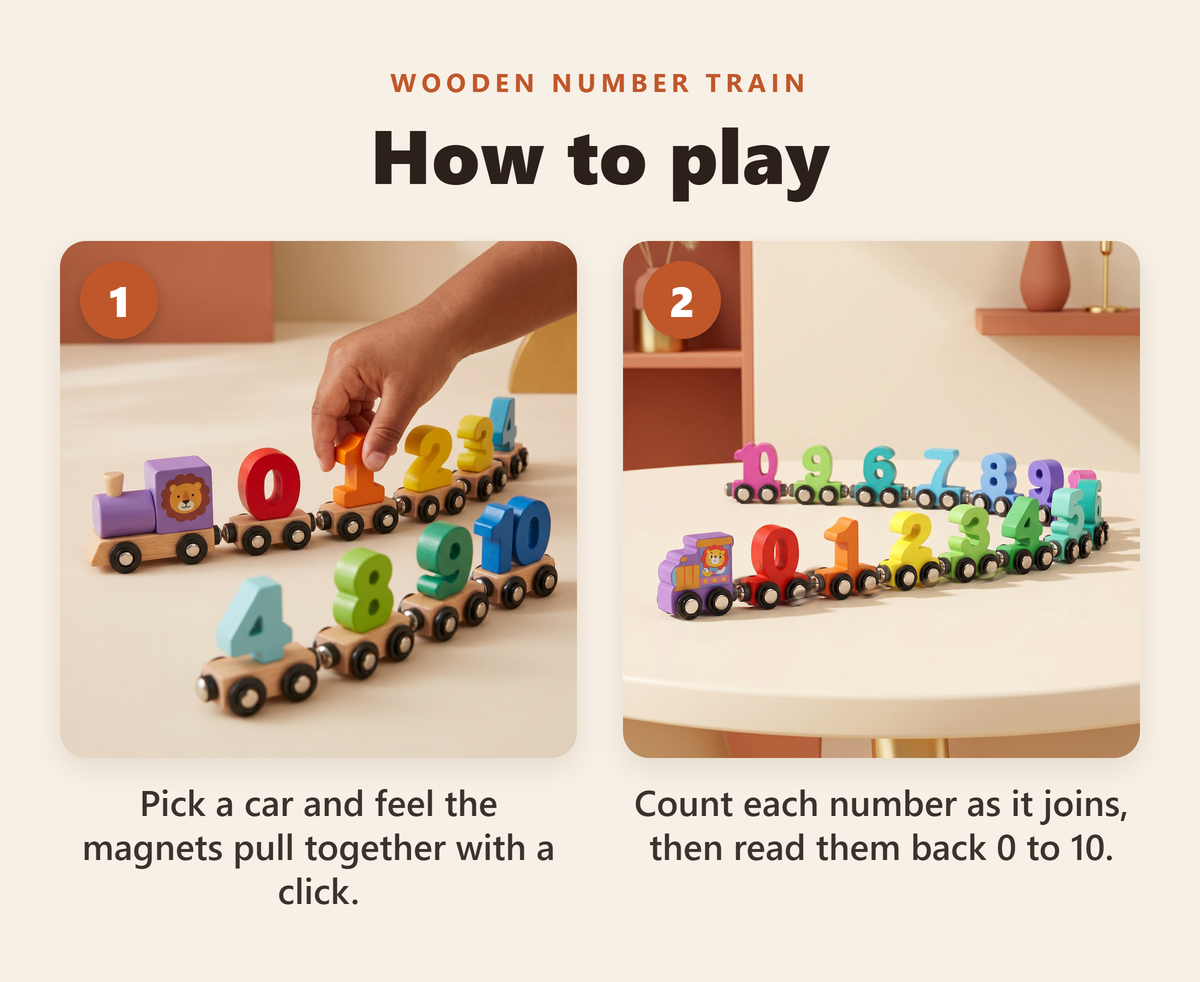 Wooden Magnetic Number Train - howto