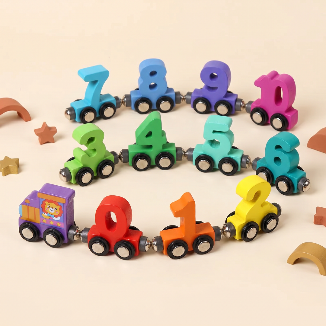 Wooden Magnetic Number Train - skills