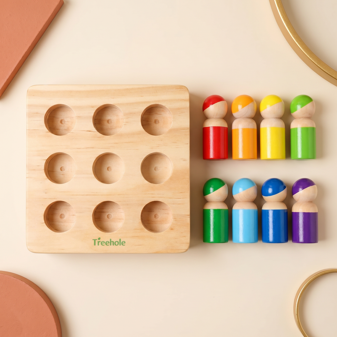 Montessori Wooden Peg People Board - skills