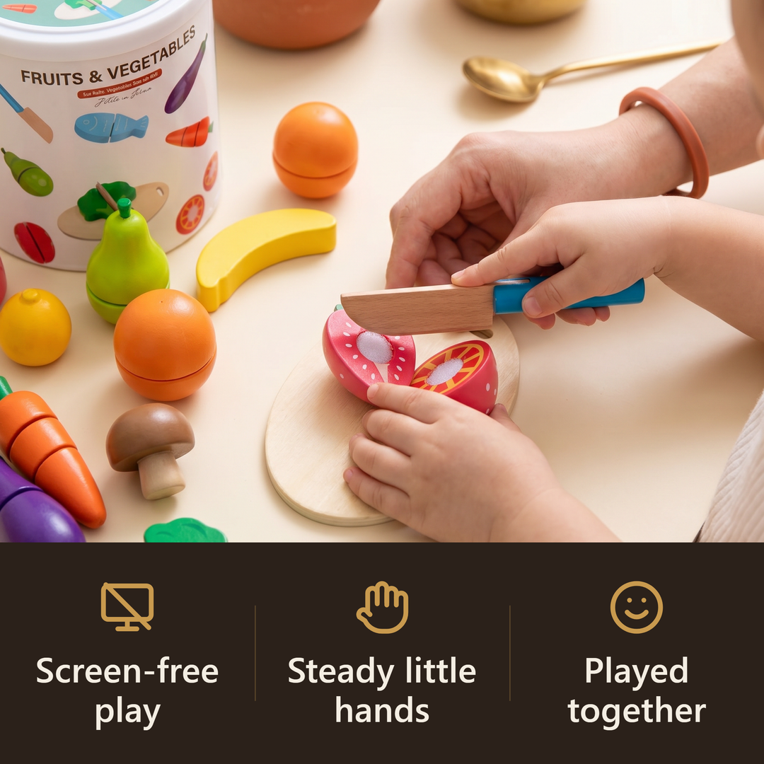Wooden Cutting Fruit & Vegetable Set - hook