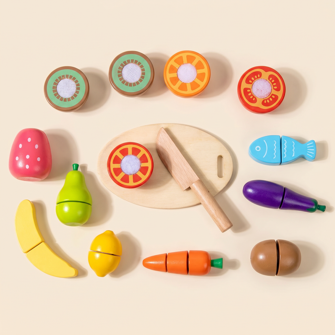 Wooden Cutting Fruit & Vegetable Set - skills
