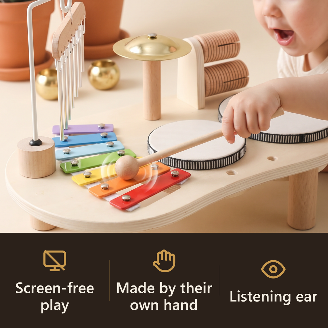 Wooden Music Table - 5-in-1 Instrument Set - hook