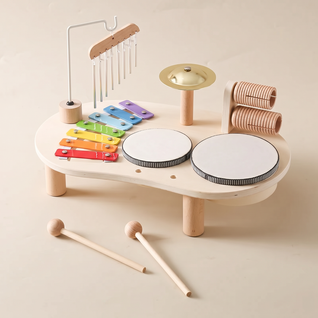 Wooden Music Table - 5-in-1 Instrument Set - skills