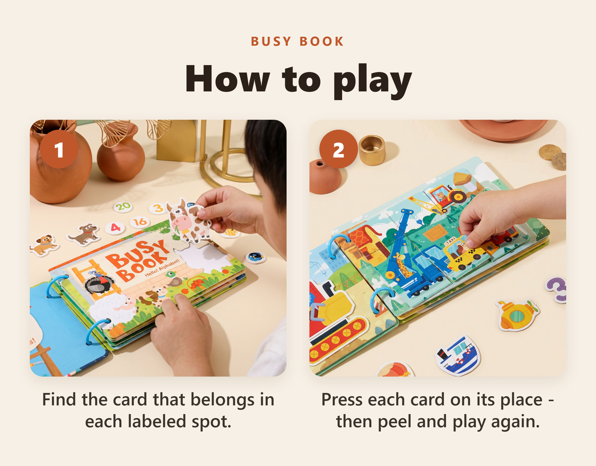 Montessori Busy Book - Match & Stick - howto