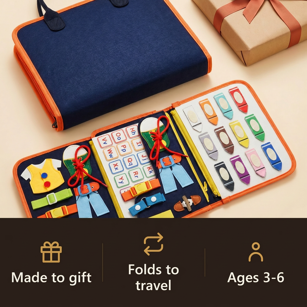 A felt quiet book that folds into a bag and makes a lasting, screen-free gift