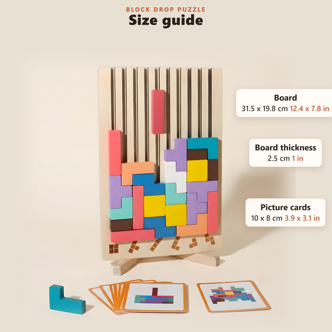 Size guide: board 31.5 x 19.8 cm (12.4 x 7.8 in), 2.5 cm (1 in) thick; picture cards 10 x 8 cm (3.9 x 3.1 in)