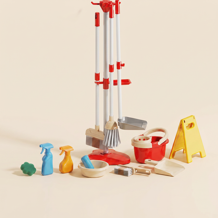 13-Piece Red - Kids Cleaning Toy Set