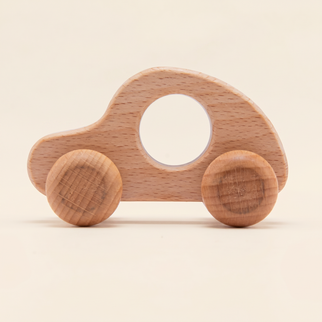 Natural beechwood toy car - one of the wooden vehicle styles