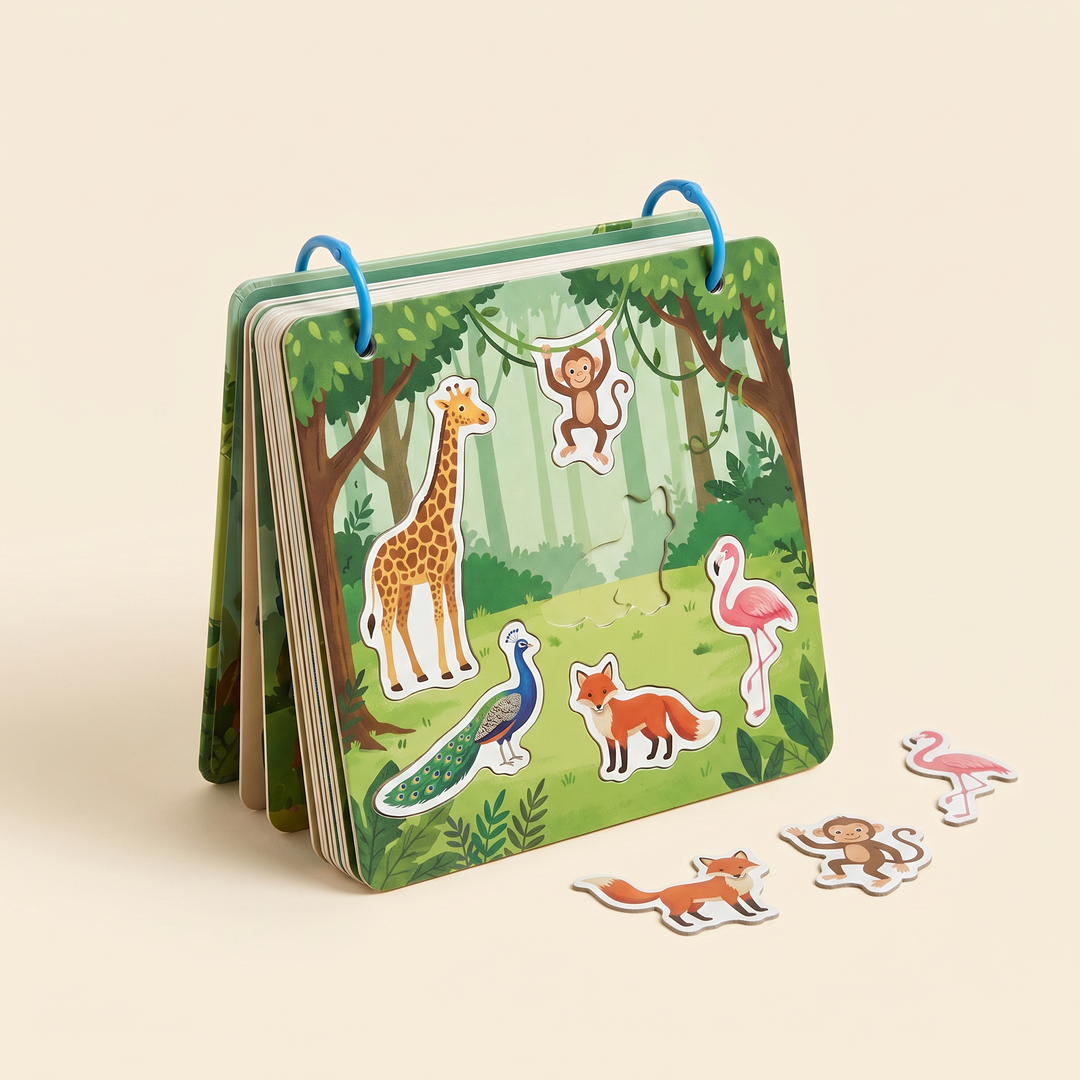 Forest animals - Montessori Busy Book - Match &amp; Stick