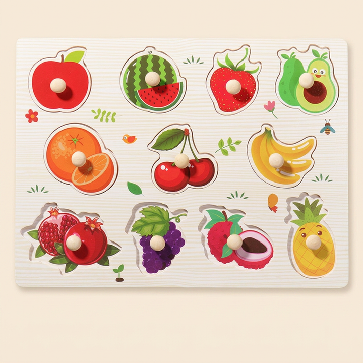 Fruit - Wooden Hand-Grab Peg Puzzle Boards