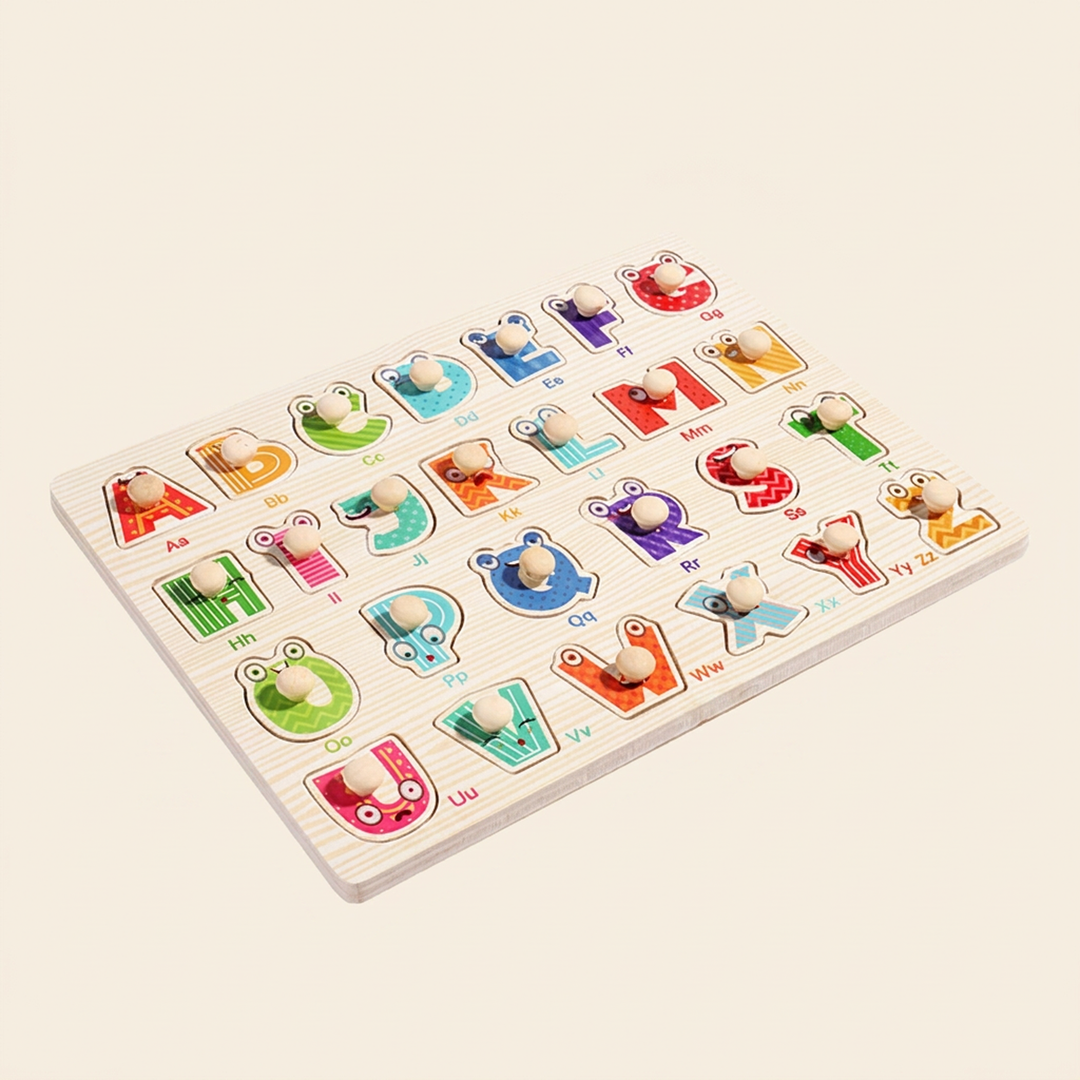 Large letters - Wooden Hand-Grab Peg Puzzle Boards