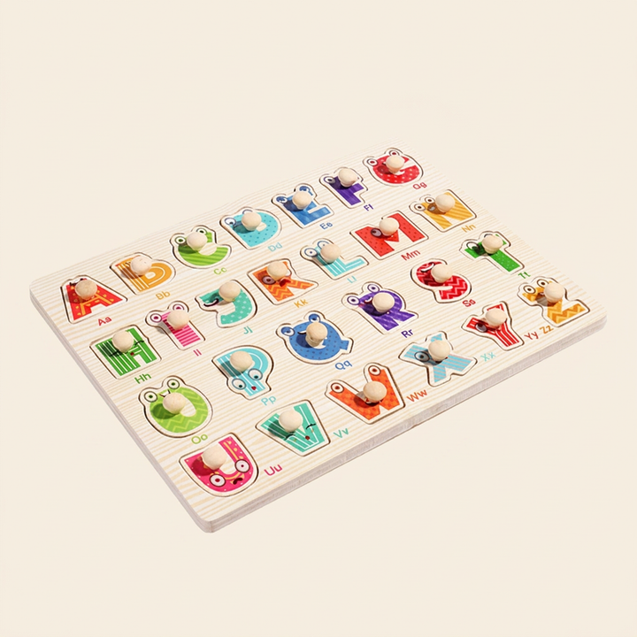 Large letters - Wooden Hand-Grab Peg Puzzle Boards