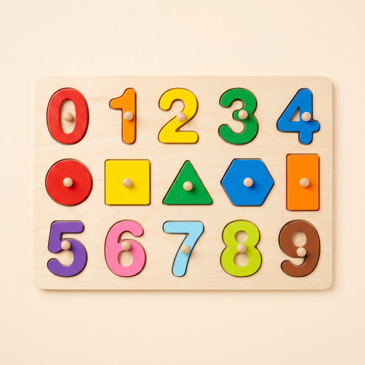Number Shape - Wooden Hand-Grab Peg Puzzle Boards
