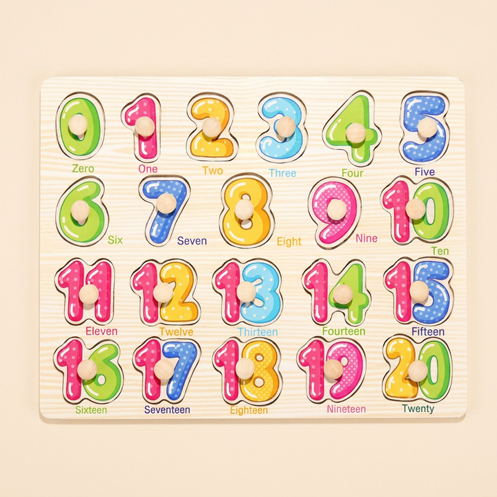 Number - Wooden Hand-Grab Peg Puzzle Boards