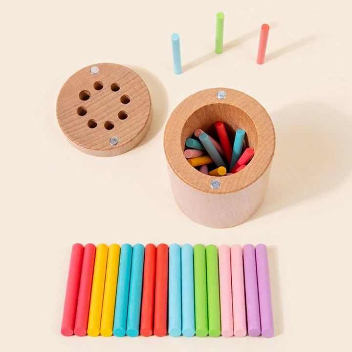 Wooden Color-Matching Stick Canister