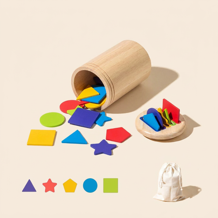 Wooden Color-Matching Stick Canister