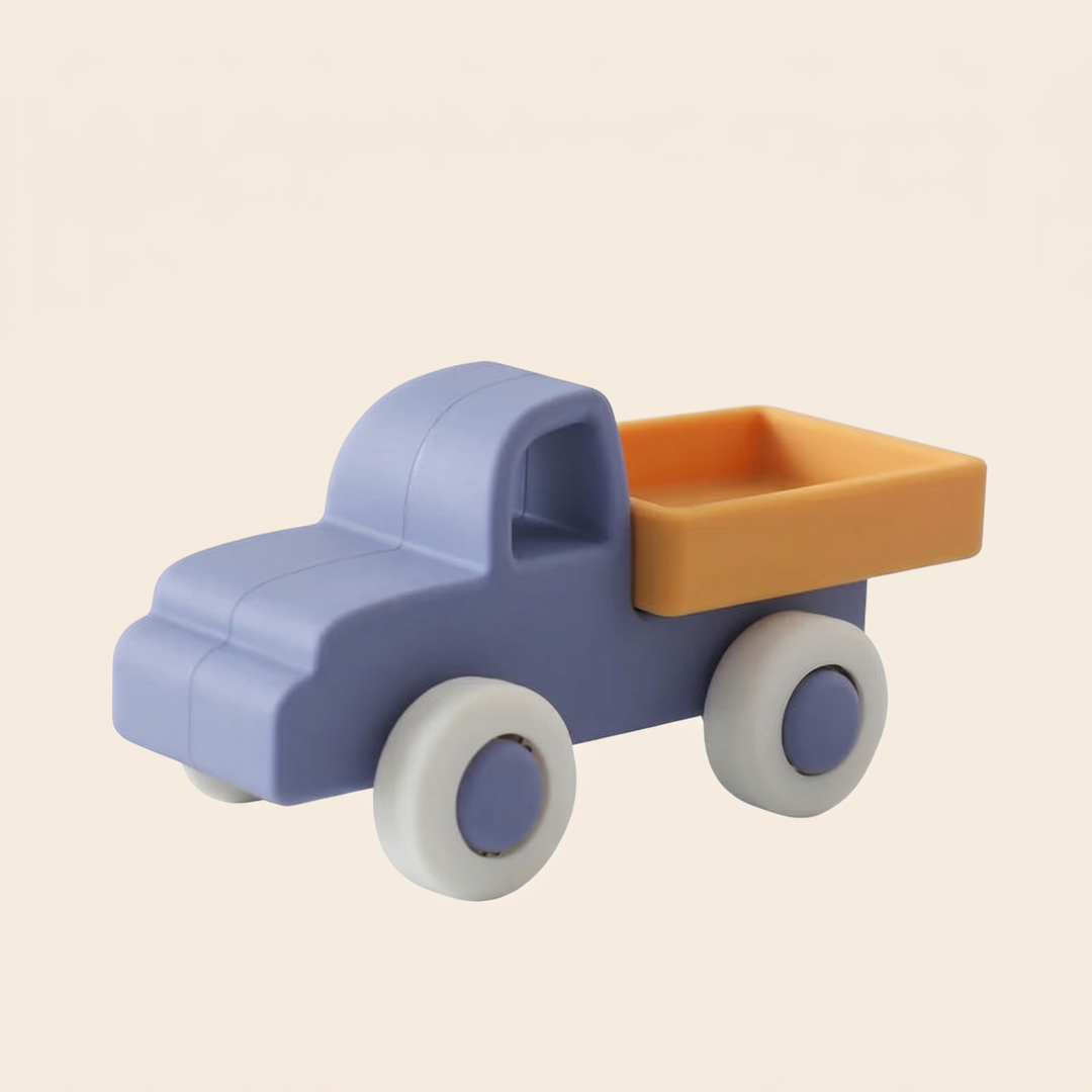 Soft Baby Vehicle Toys - Silicone Truck - Blue &amp; Orange