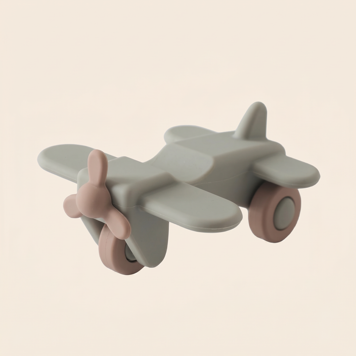 Soft Baby Vehicle Toys - Silicone Plane - Grey