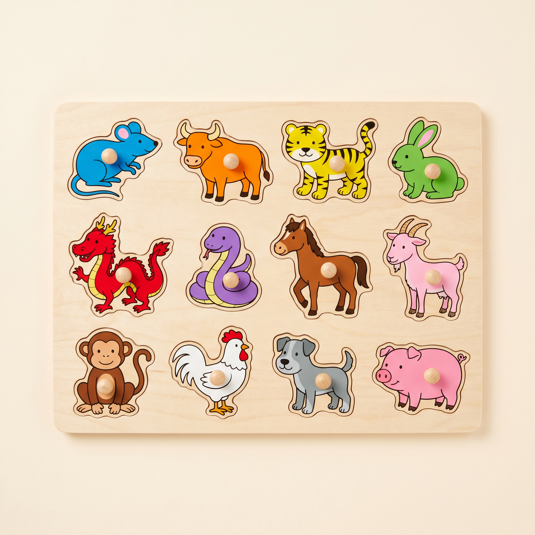 Zodiac - Wooden Hand-Grab Peg Puzzle Boards