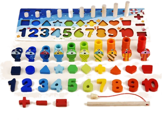 Wooden Counting and Fishing Board, a Montessori math toy for 4 to 5 year olds