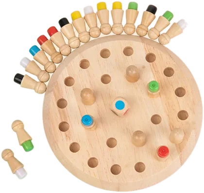 Wooden color memory game with pegs